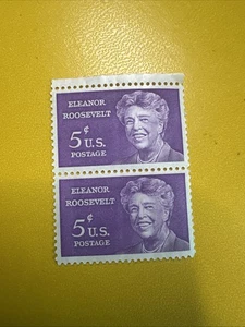 US Briefmarke Scott #1236 Eleanor Roosevelt 5c Plate Block Stamp MNH 2er Set - Bild 1 von 4
