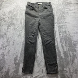 Charlie B Pants Womens 8 Gray Skinny Frayed Hem Grommet Stretch Casual Modern - Picture 1 of 9
