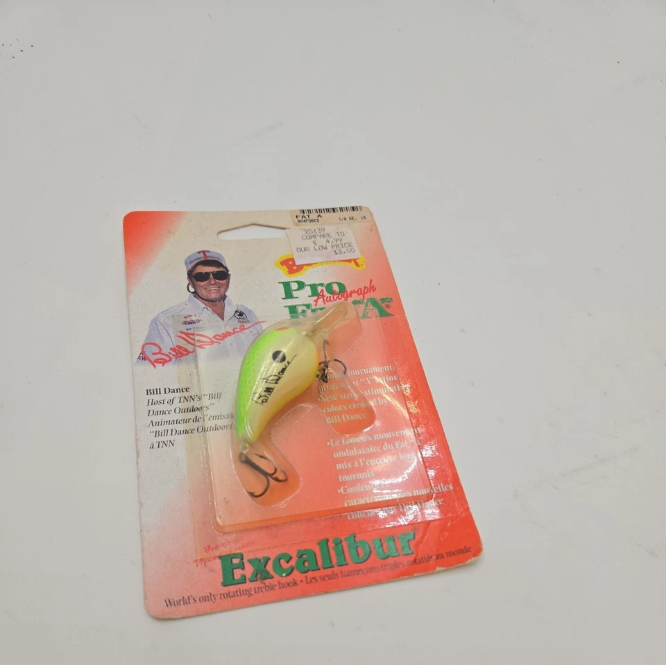 Señuelo de pesca vintage Bomber Excalibur Bill Dance Pro Fat "A" Crankbait nuevo antiguo Foto 1 de 4