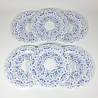 Member’s Mark Melamine Set of 6 Dinner Plates Blue White Mediterranean 10.5" - Image 1 of 4