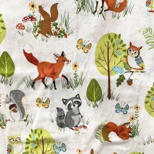 Robert Kaufman Forest Fellows Nature Fabric 2+ Yards Cotton Woodland Animals Owl - Picture 1 of 4