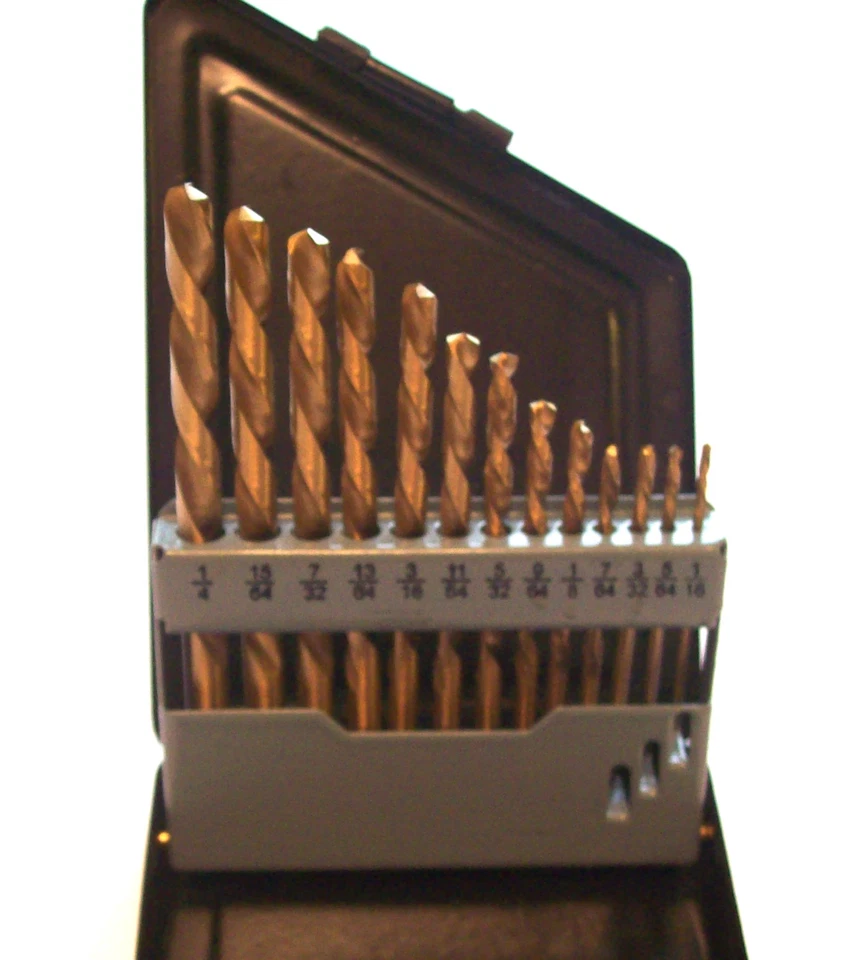 JUEGO DE BROCAS 13 PIEZAS MANO IZQUIERDA TITANIO HSS M2 NEIKO EE. UU. Foto 1 de 4