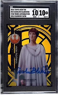2015 Topps Star Wars High Tek MON MOTHMA Gold Rainbow Auto /50 SGC 10 GEM MINT - Image 1 of 2
