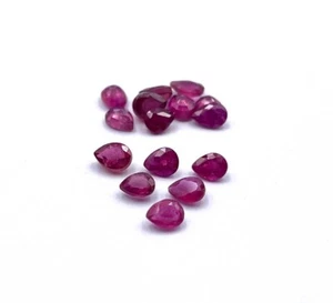 Natural Ruby Pear Cut Loose Gemstone Lot 9 Pcs 3*4 MM 2.30 CT - Picture 1 of 7