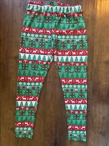 No Boundaries Christmas Leggings Women L 11-13 Stretch Polyester Reindeer Trees - Picture 1 of 7
