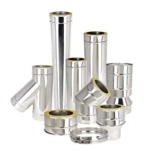 Twin Wall Flue Pipe Stainless Steel Insulated Wood Burning and Multifuel Stoves - Picture 1 of 39