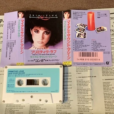 MIAMI SOUND MACHINE Primitive Love JAPAN CASSETTE 28.6P-350 w/PS Gloria Estefan - Image 1 of 4