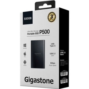 Gigastone 500GB Portable SSD Ultra Slim 550MB/s. USB 3.1 Type-C Win/Mac/Android - Picture 1 of 3
