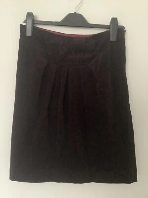 Joules Size 10 Needlecord Skirt Pleated Bow Front, Plum Colour, W30” L20” - Image 1 of 4