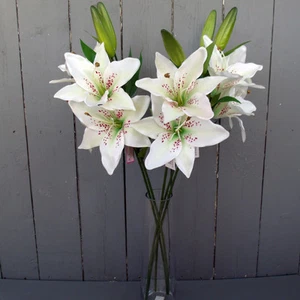 Artificial Lily Sprays - Pack of 6 Stems - Many Colours - Realistic - Picture 1 of 5