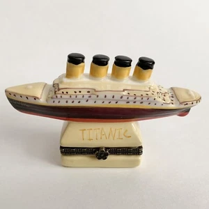 Caja de baratijas de porcelana con bisagras miniatura barco de 4"" mini barco - Imagen 1 de 8