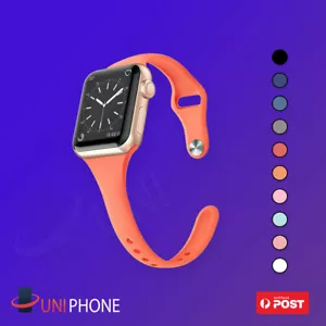42 46 Sports Silicone Bracelet Strap Band SLIM Apple Watch 10 9 8 Ultra 7 SE 6 5 - Picture 1 of 19