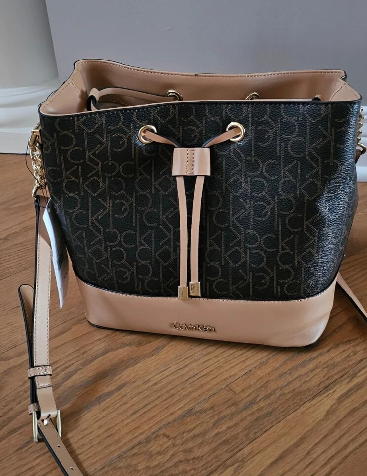 Calvin Klein Drawstring Camille Crossbody Handbag Brown/camel