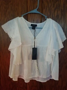 New with Tag Rachel Roy Womens Embroidered White Top Blouse Size XS. - Picture 1 of 3