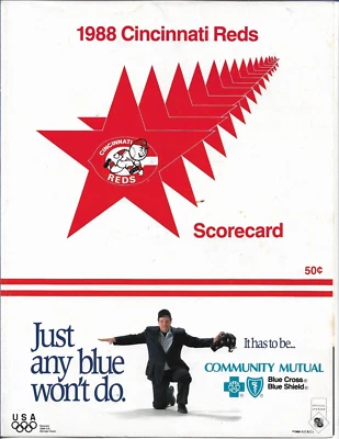Vintage 1988 Cincinnati Reds VS New York Mets Scorecard Unused   ( Combined Ship - Image 1 of 4