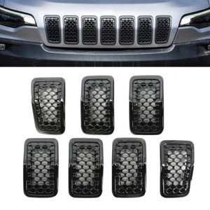 Black Front Grille Inserts Mesh Honeycomb Cover Fit For Jeep Cherokee 2019-2022 - Picture 1 of 5