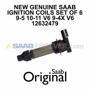 NEW SAAB IGNITION COIL SET OF 6 9-5 10-11 v6 9-4x 2011 v6 GENUINE OEM 12632479 - Foto 1 di 3