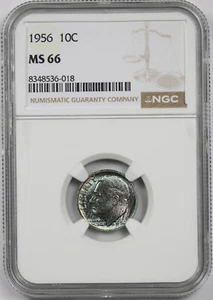 1956 10C NGC MS 66 (Multi Color Toned) Roosevelt Dime - Picture 1 of 6