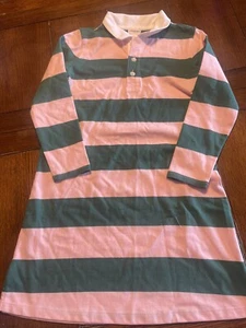 Crewcuts Striped Rugby Dress Pink Green Cotton Polo J. Crew Girls Size 7 - Picture 1 of 3