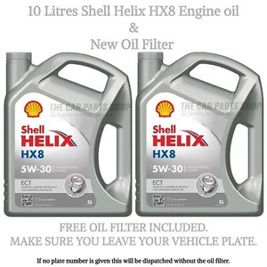 10 LITRES SHELL HELIX HX8 ECT 5W30 VW 504-507 LONGLIFE MOTOR OIL & FREE OIL FILT - Picture 1 of 1