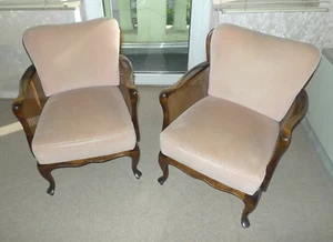 true Vintage 2 Sessel Chippendale Wiener Geflecht + Hocker von 1982 / Abh.40219 - Bild 1 von 8