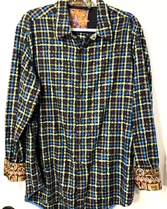 Robert Graham Gr. XL Karo Kunst bestickt Flip Cuff Langarm Hemd - Bild 1 von 9