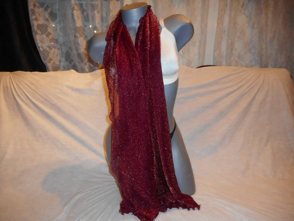 Inc International Concepts Ruffle Edge Metallic Evening Wrap Wine