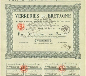 Dépt 44 & Paris IIème - Vertou - Exploitation de Verreries dite de Bretagne 1923 - Picture 1 of 1