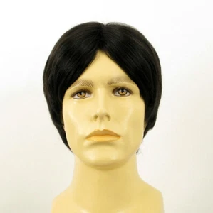 Peluca hombre cabello 100% natural negro MARTIN 1B - Picture 1 of 8
