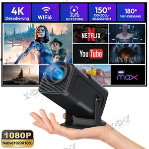 Projektor Full HD 1080P WiFi6 Bluetooth Beamer 4K 10000 Lumens Android Heimkino - Bild 1 von 35