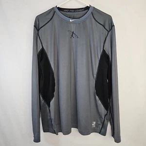 Nike Pro Combat Shirt Mens Large Fitted Gray Long Sleeve Ken Griffey Jr Swingman - Picture 1 of 14