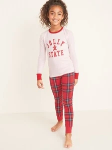 GIRLS OLD NAVY PAJAMAS PJS SIZE XS L 10 HOLIDAY CHRISTMAS PLAID JOLLY STATE - Picture 1 of 1