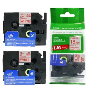 Paquete de 2 cintas rojas sobre blancas de 18 mm para impresora P-touch modelo PTH500LI, PT-H500LI - Imagen 1 de 1