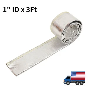 1" ID Metallic Heat Shield Sleeve Insulated Wire Hose Cover Wrap Loom Tube 3 Ft - Foto 1 di 9
