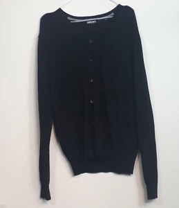 DKNY Donna Karan New York Black 100% Wool Soft Knit Cardigan Jacket Medium #B8 - Picture 1 of 14