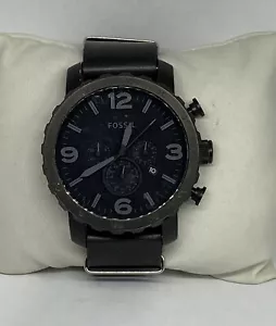 Fossil JR1354 Men's Black Leather Analog Black Dial Quartz Genuine Watch XX936 - Picture 1 of 12