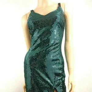 Vintage 90's LA Glo Black Beaded Velour Formal Prom Dress Size 3/4 - Picture 1 of 12