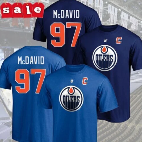 SALE 30%! Connor McDavid #97 Edmonton Oilers Player Name & Number T-Shirt Cover