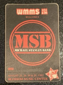 Michael Stanley Band Blossom 1982 concerto WMMS radio promo backstage pass - Foto 1 di 4