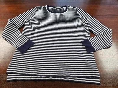 Michael Kors женщин XL темно-синий белый в полоску ребристый длинный свитер - Изображение 1 из 4