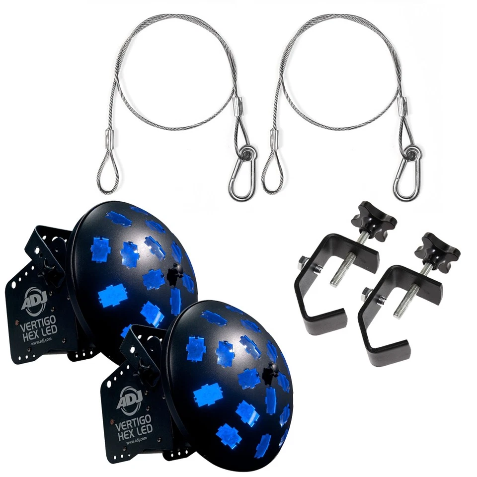 American DJ (2) Vertigo Hex LED Moonflower Effect Fixtures w/ Clamps & Harnesses - Image 1 of 1