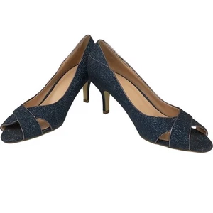Pink Paradox Sparkle Peep Toe Heels Blue Glitter UK Size 5 Elegant Party Shoes - Picture 1 of 12