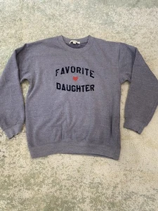 Sudadera Favorite Daughter cuello redondo para mujer S gris manga larga logotipo preppy - Imagen 1 de 7