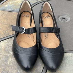 Scarpe Sofft donna taglia 10 M nere Mary Jane tacco slip on cinturini regolabili - Foto 1 di 16