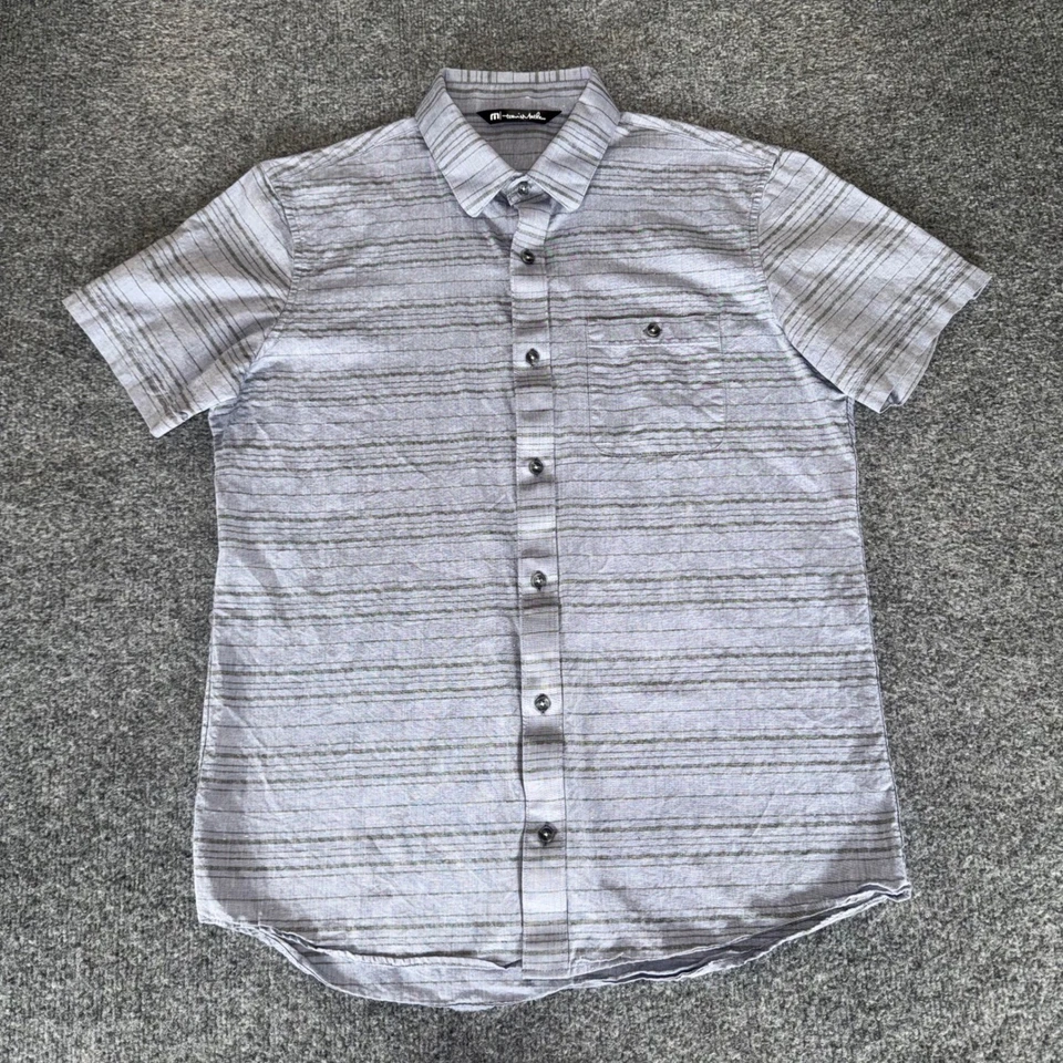 Travis Mathew Shirt Mens Medium Short Sleeve Button Up Striped Golf Casual Top - Image 1 of 4