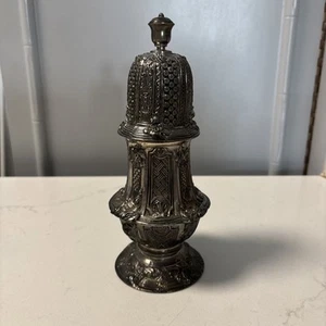 Vintage Ornate Silver Plate Sugar Shaker Muffineer by Corbell & Co 8" Tall - Picture 1 of 24