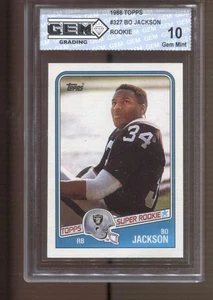 Bo Jackson Topps #327 1988 gema como nueva 10 radiocontrol Rookie Raiders - Imagen 1 de 2