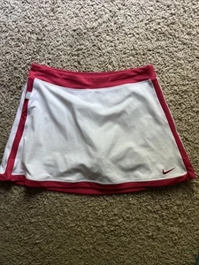Nike Tennis Skort Skirt Youth Girl's White Pink Stretch Dri-Fit - Size L - Picture 1 of 6