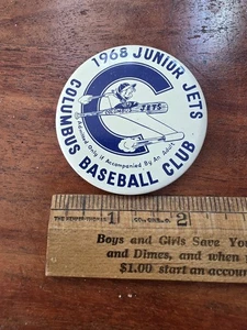 Vintage 1968 Columbus Baseball Club Junior Jets Pin Button Pittsburgh Pirates - Picture 1 of 3