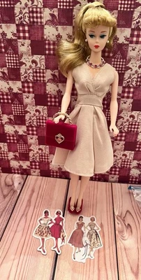 Barbie Golden  Hair Repro. Ponytail Redress. ‘Three Days Of Xmas” Beige Dress  - Image 1 of 4